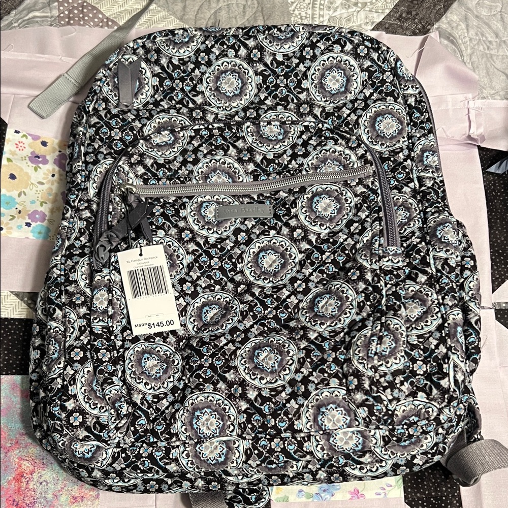 NWT Vera Bradley XL Campus Backpack Charcoal Medallion